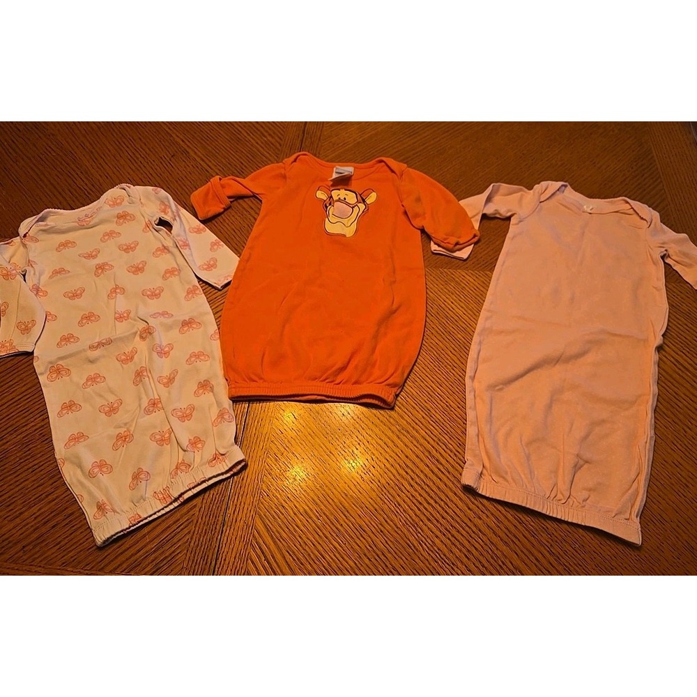Baby Girl 0-3 Months Sleeper Nightgown Sacks‎ Pajamas Lot Of 3 Disney Carters